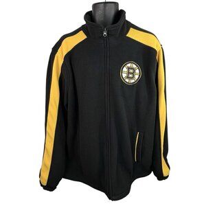 Boston Bruins NHL Hockey Full Zip Fleece Jacket Embroidered Black Yellow Unisex